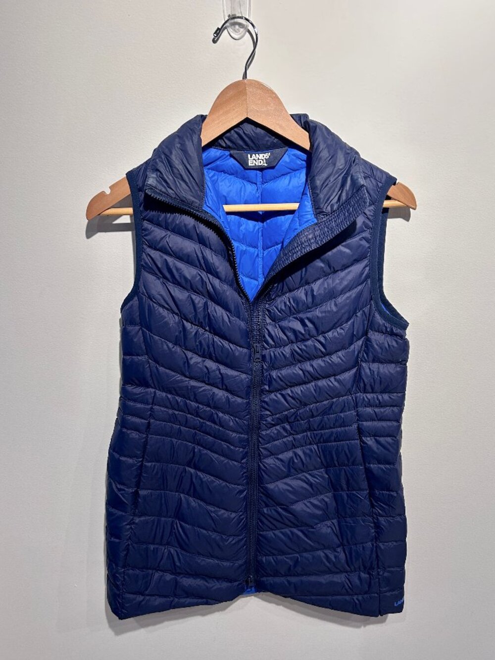 Lands' End Purple and Blue Long Winter Vest